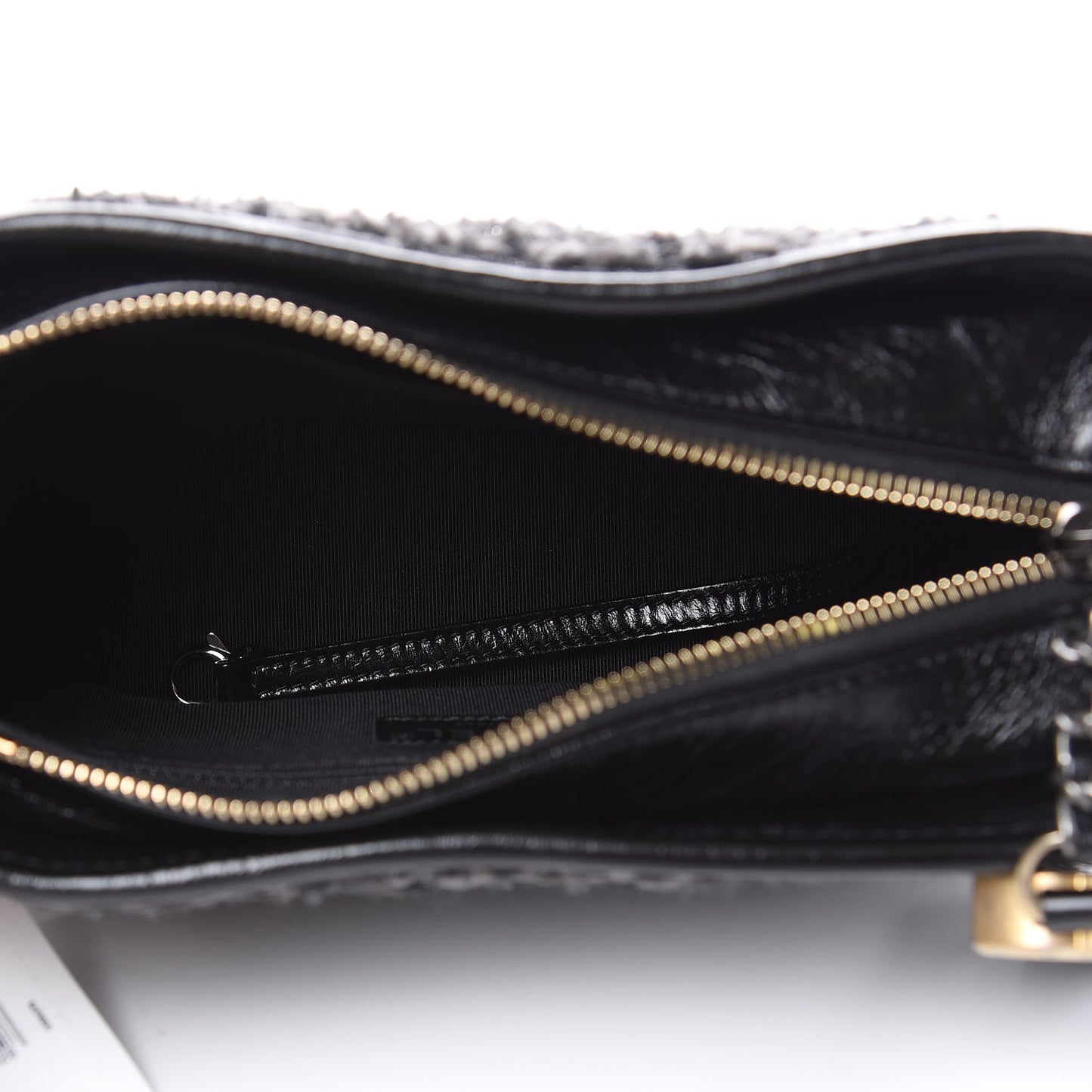 Tweed Calfskin Small Gabrielle Hobo Black