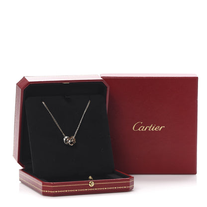 Cartier 18K White Pink Gold Diamond Three Ring LOVE Pendant Necklace 6 of 6