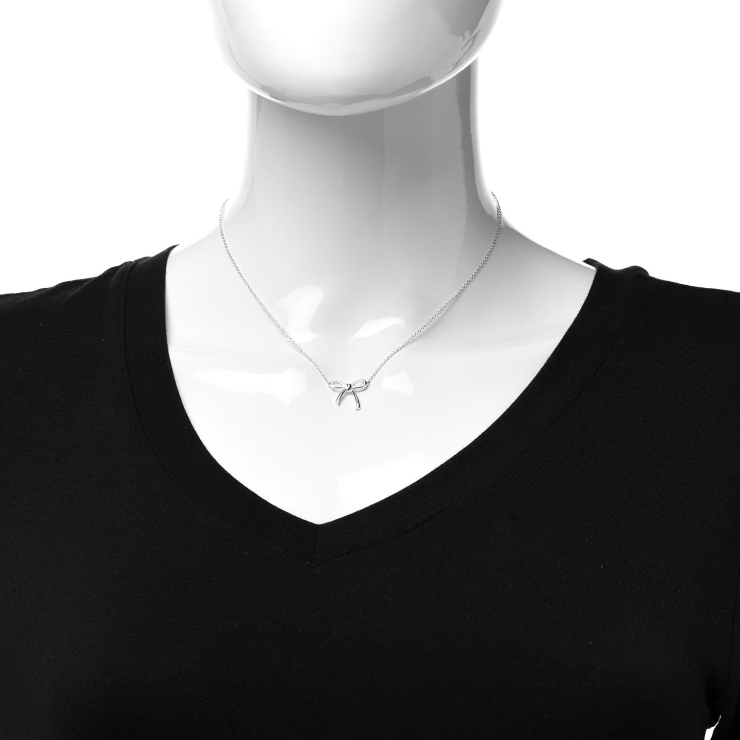 Sterling Silver Small Bow Pendant Necklace