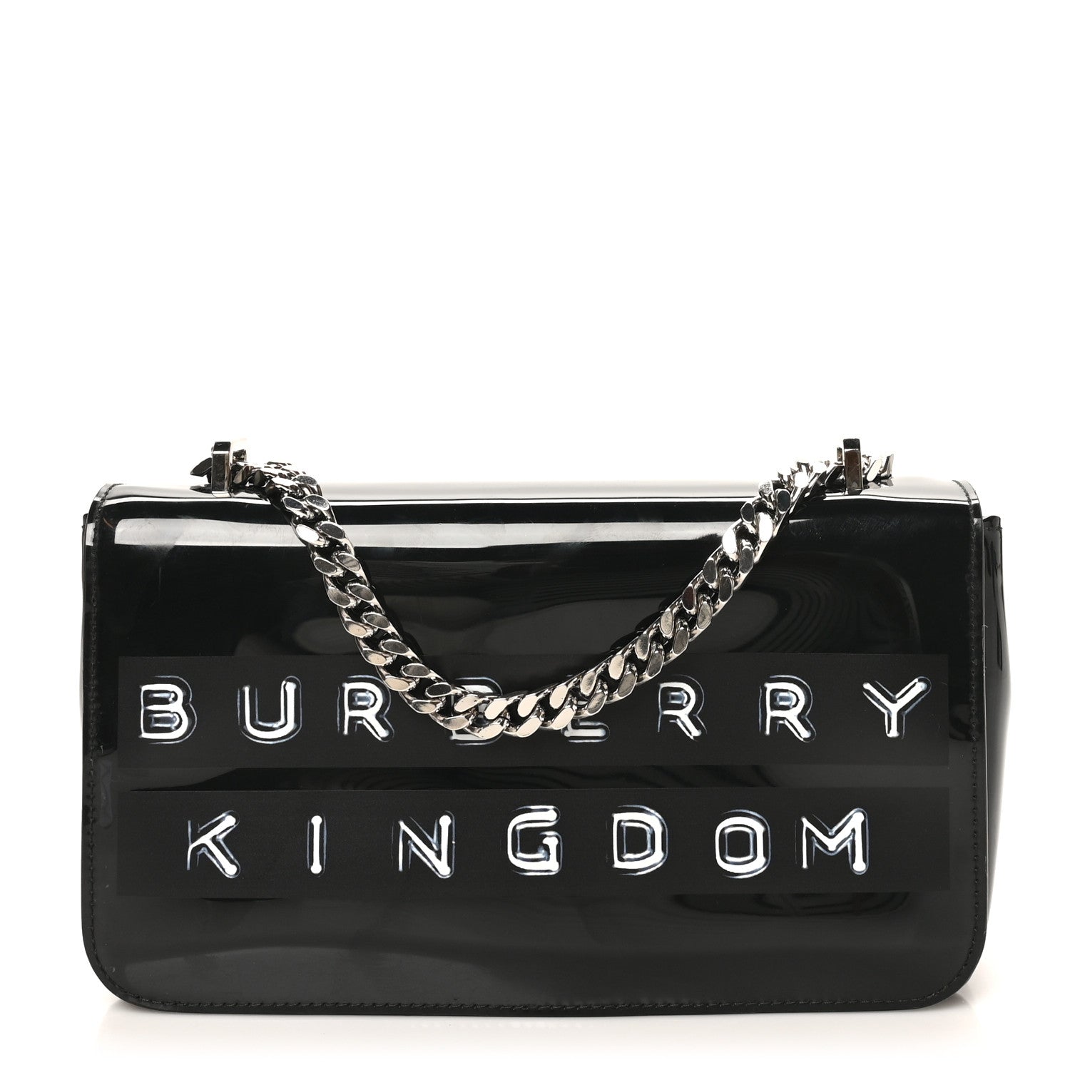Burberry Patent Kingdom Flap Crossbody Black 1 of 9