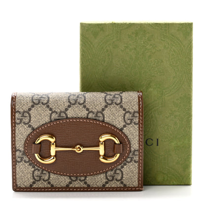 Gucci GG Supreme Monogram Horsebit 1955 Card Case Wallet Beige Ebony Brown Sugar 6 of 6