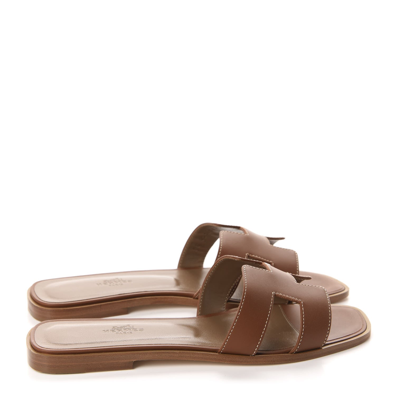 Hermes Box Calfskin Oran Sandals 40 Gold 4 of 10