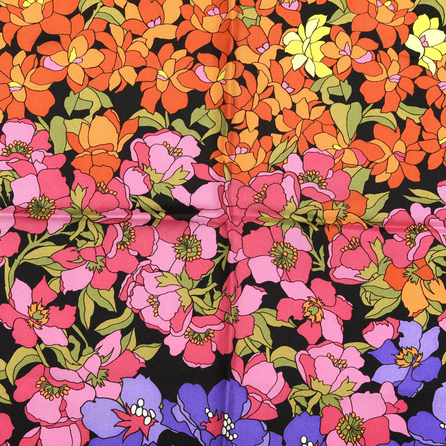 Gucci Silk Degrade Floral Square Scarf Black Multicolor 2 of 5