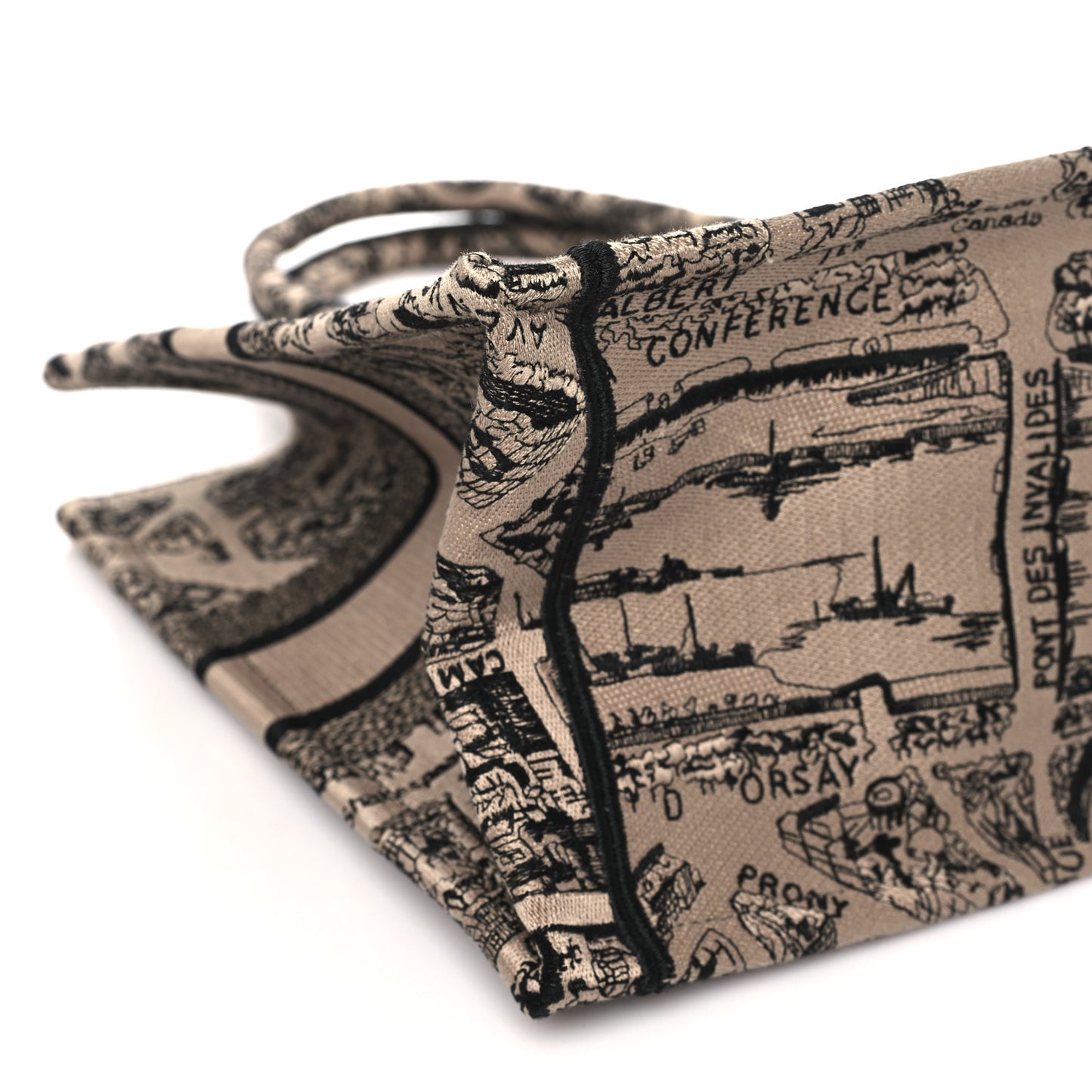 Canvas Embroidered Medium Plan De Paris Book Tote Beige Multi