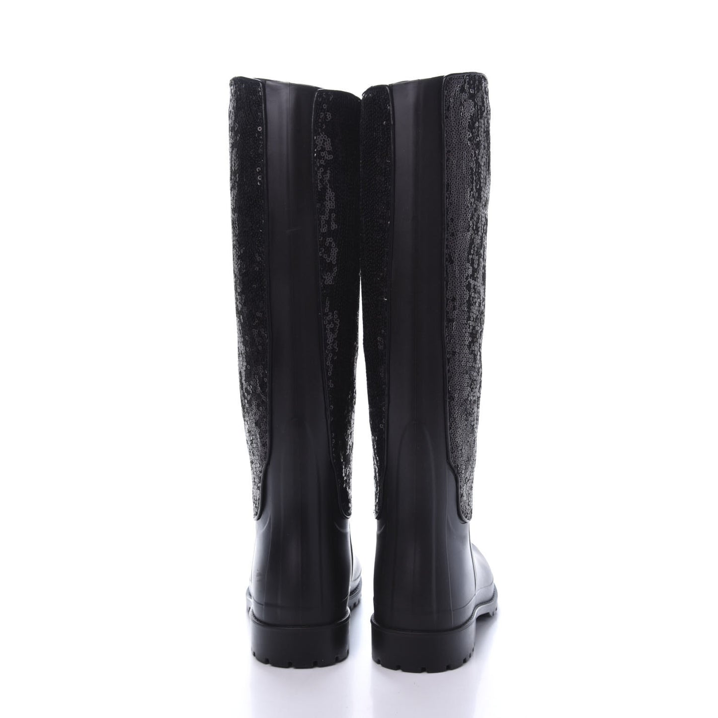 Rubber Sequin Rain Boots 36 Black