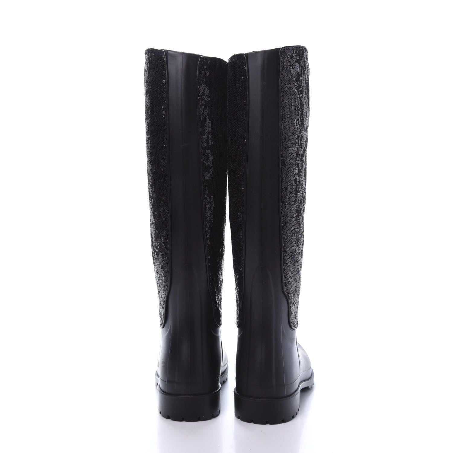 Saint Laurent Rubber Sequin Rain Boots 36 Black 5 of 10