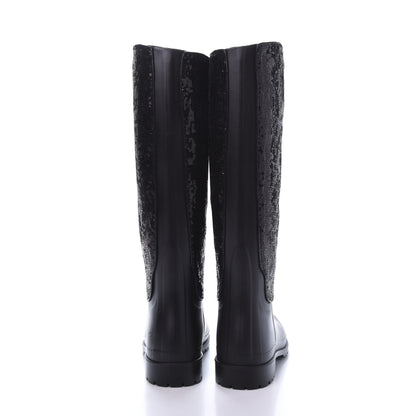 Saint Laurent Rubber Sequin Rain Boots 36 Black 5 of 10