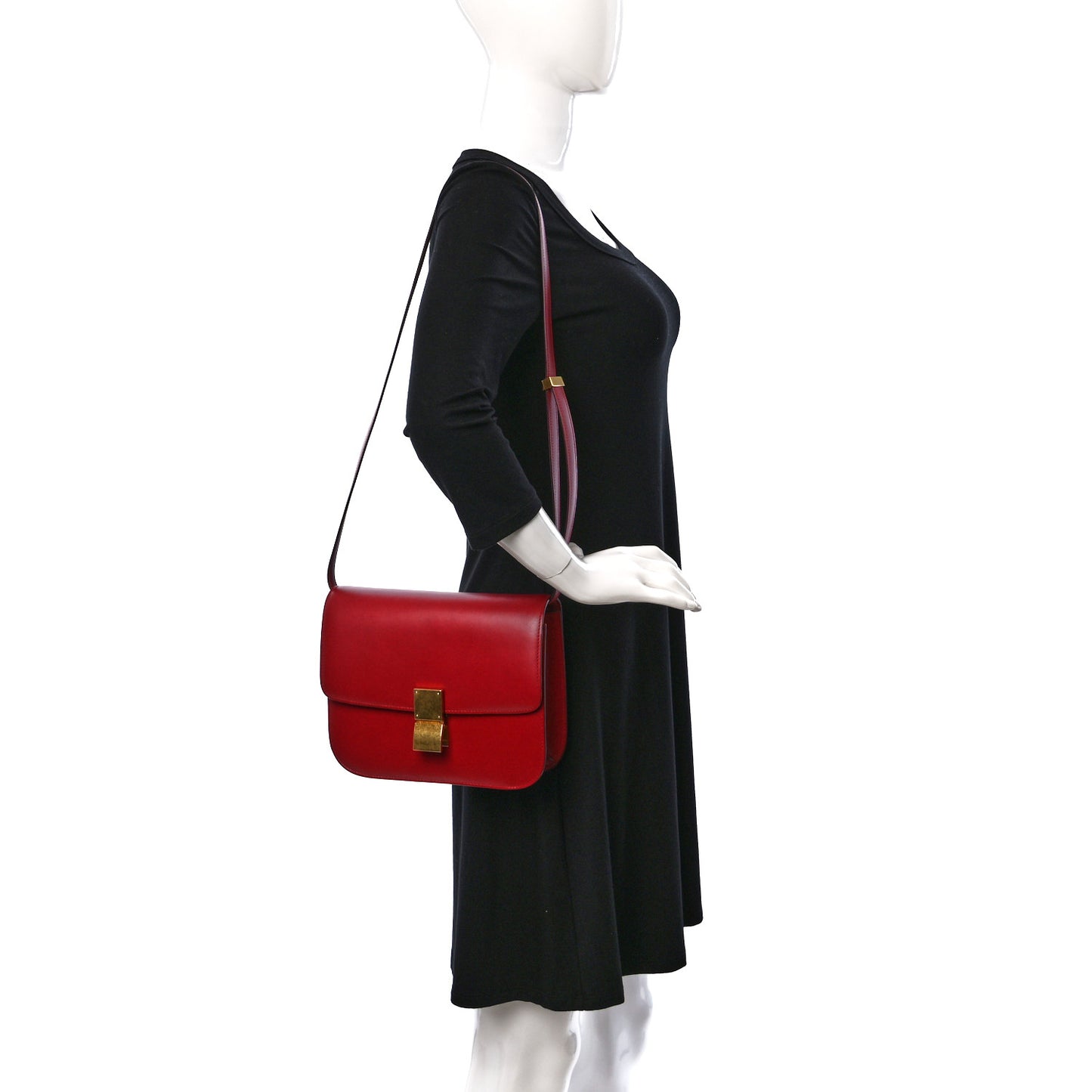 Box Calfskin Medium Classic Box Flap Bag Red