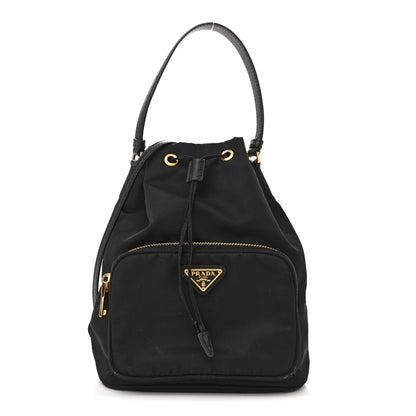 Prada Saffiano Tessuto Nylon Mini Bucket Crossbody Bag Black 1 of 12