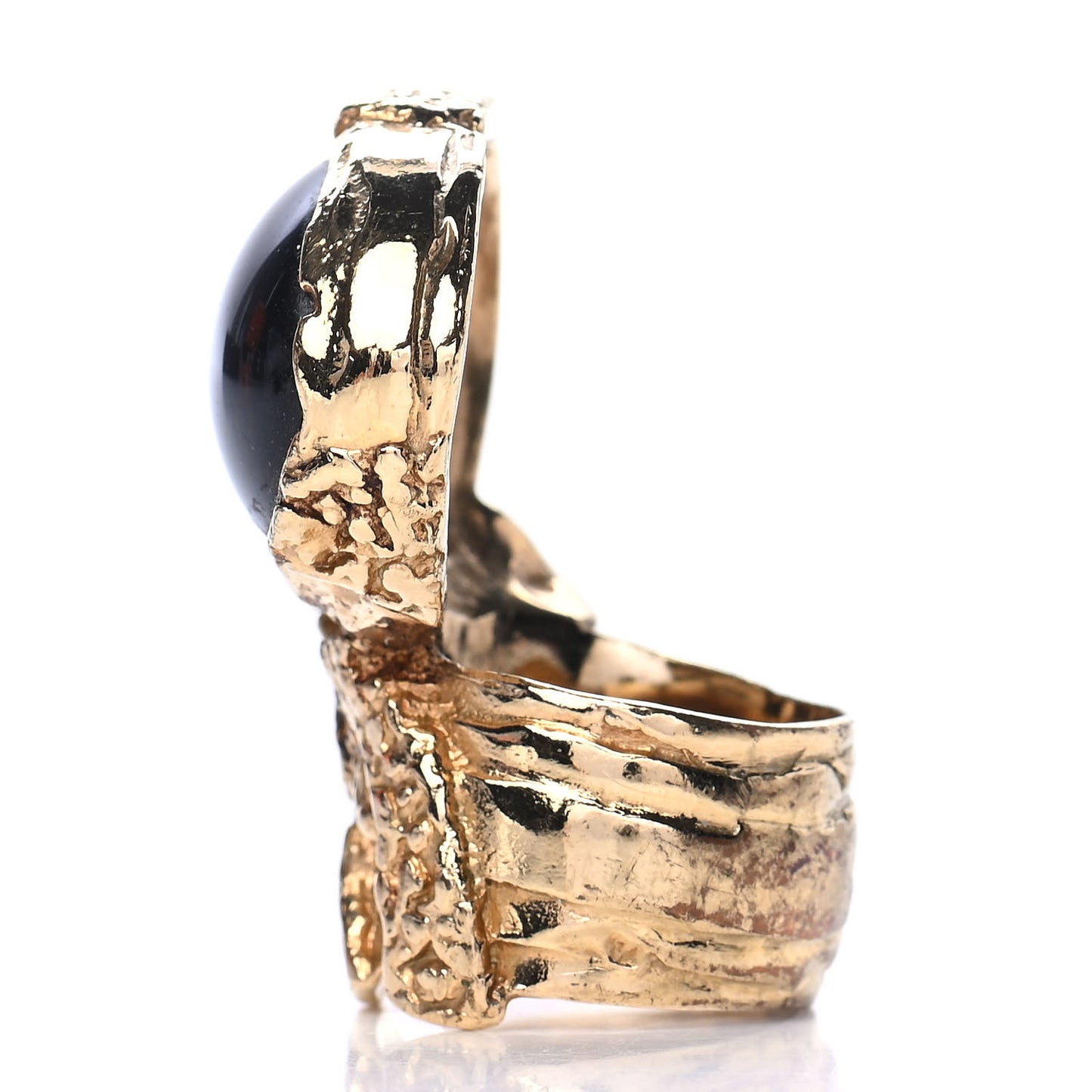 Glass Cabochon Gold Arty Ovale Ring 5 Black