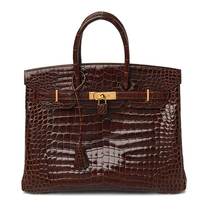 Hermes Shiny Porosus Crocodile Birkin 35 Miel 1 of 14