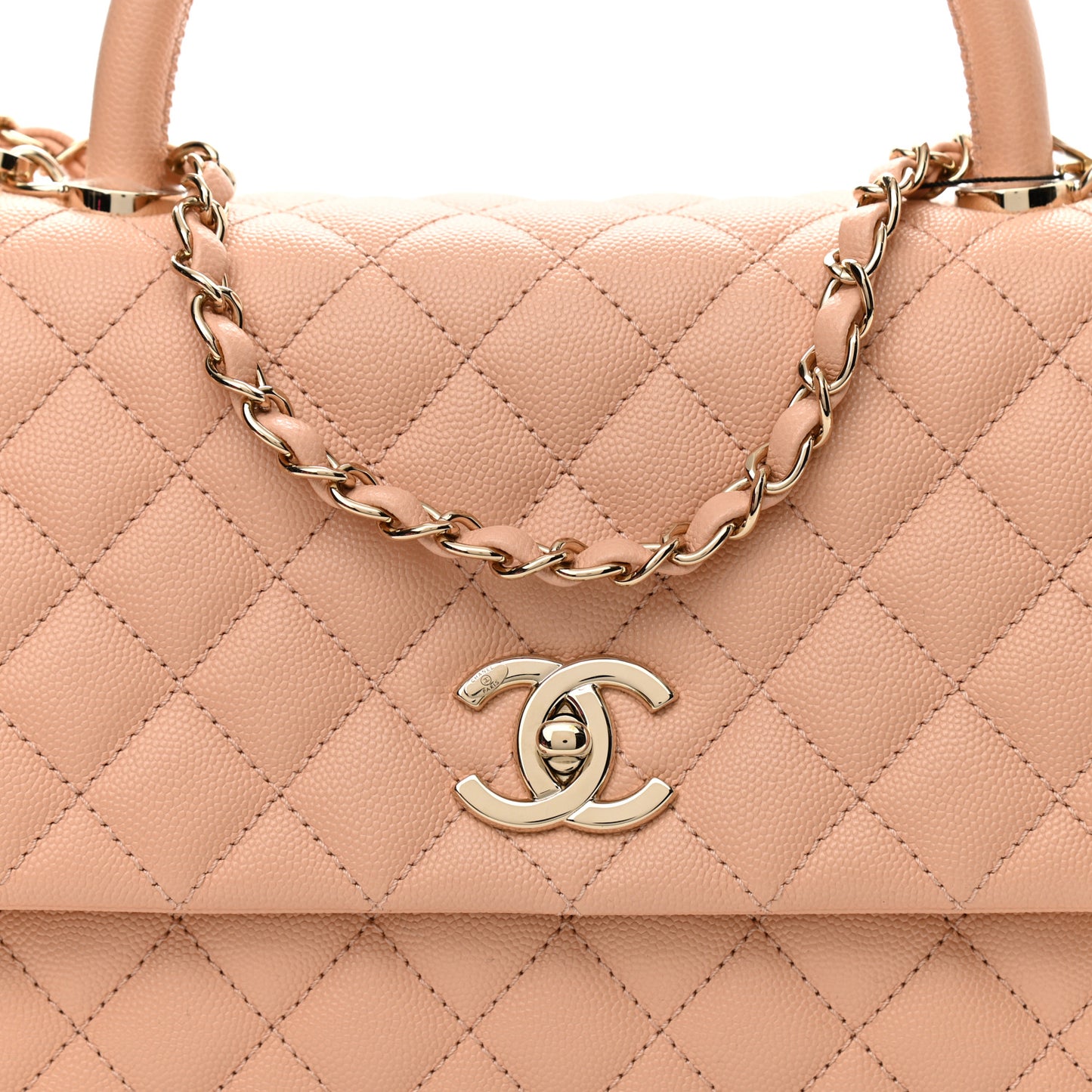 Caviar Quilted Small Coco Handle Flap Light Pink