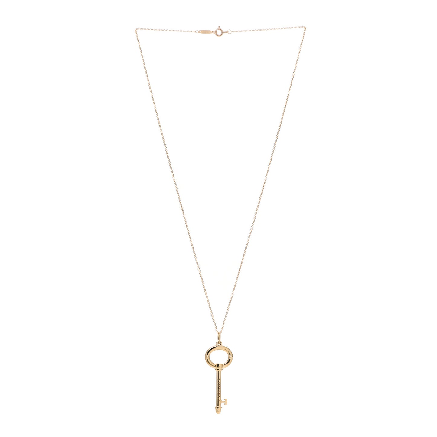 18K Yellow Gold Small Oval Key Pendant Necklace