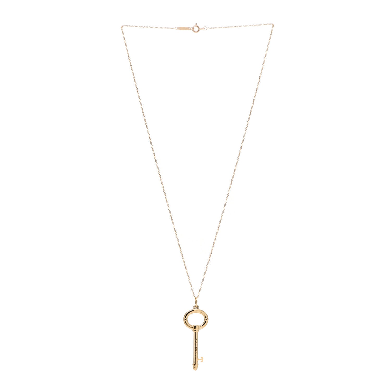 Tiffany 18K Yellow Gold Small Oval Key Pendant Necklace 3 of 6