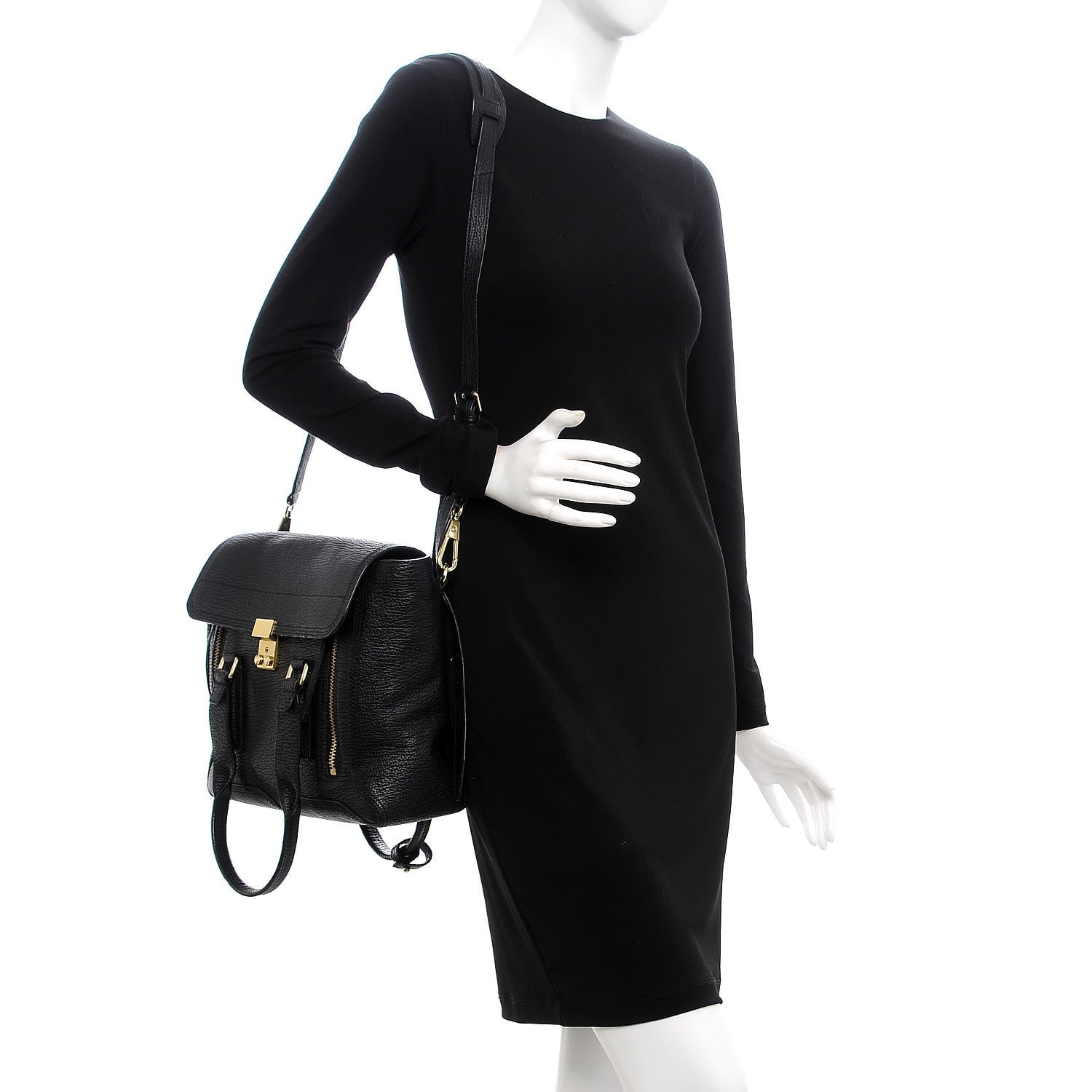 3.1 Phillip Lim 3.1 Textured Calfskin Medium Pashli Satchel Black 2 of 7