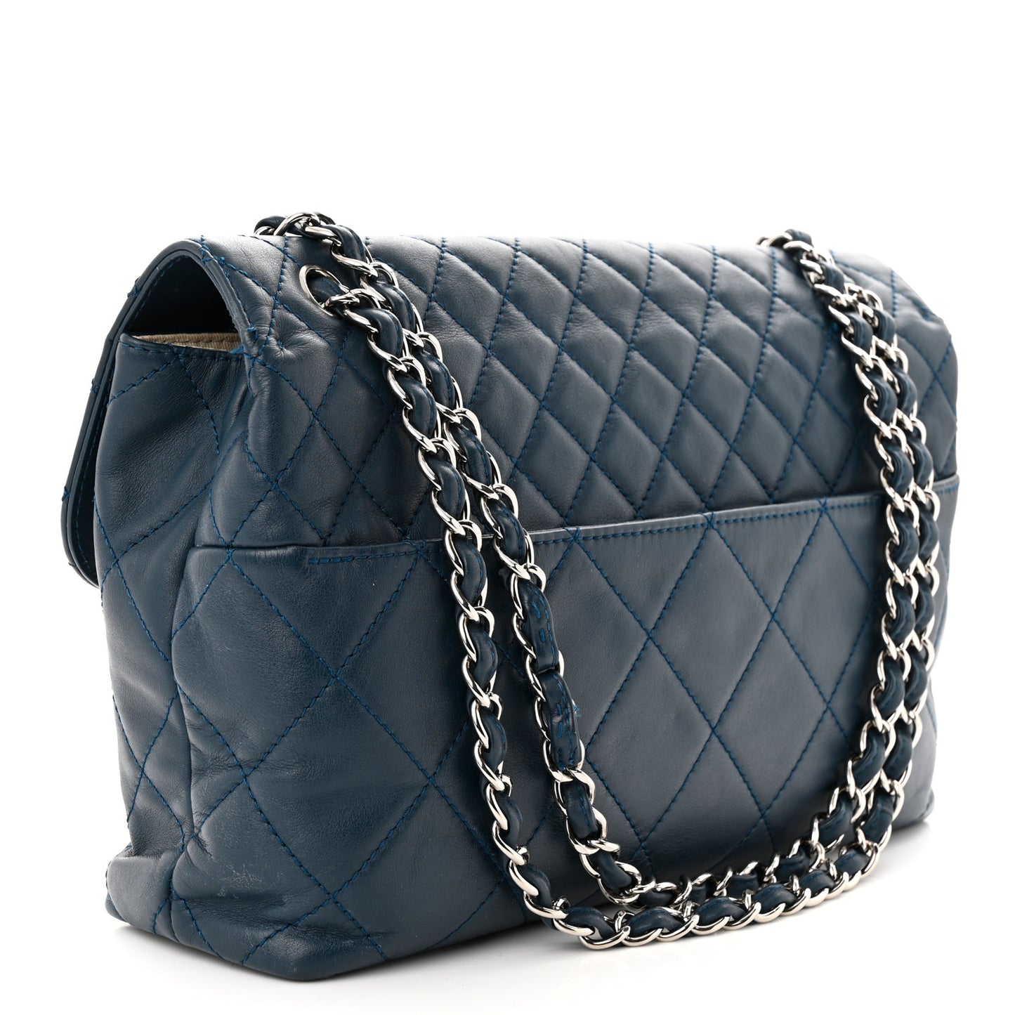 Calfskin Quilted In the Business Flap Dark Navy Blue