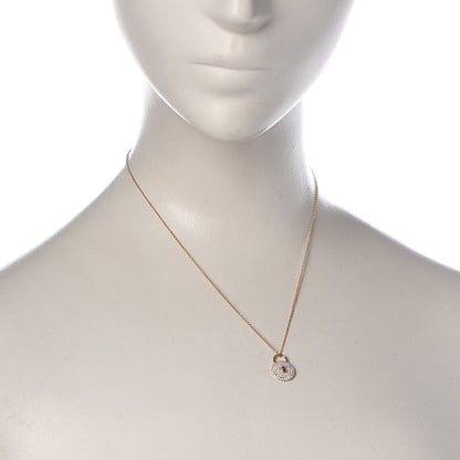 Tiffany 18K Rose Gold Diamond Lock Pendant Necklace 2 of 8