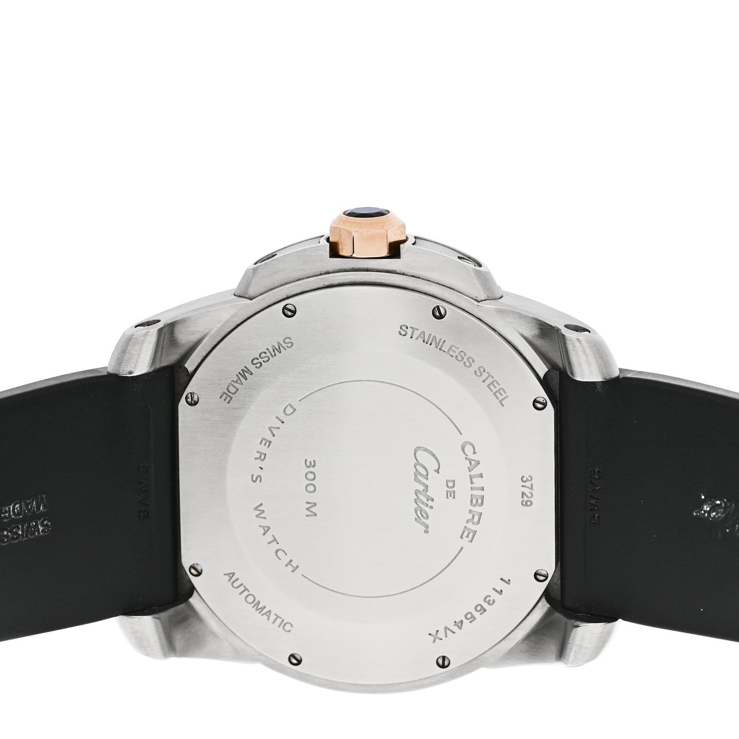 Stainless Steel 18K Pink Gold Rubber 42mm Calibre de Cartier Diver Automatic Watch Black