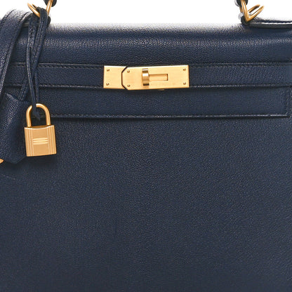 Hermes Chevre Chamkila Horseshoe Kelly Sellier 28 Bleu Indigo 8 of 11