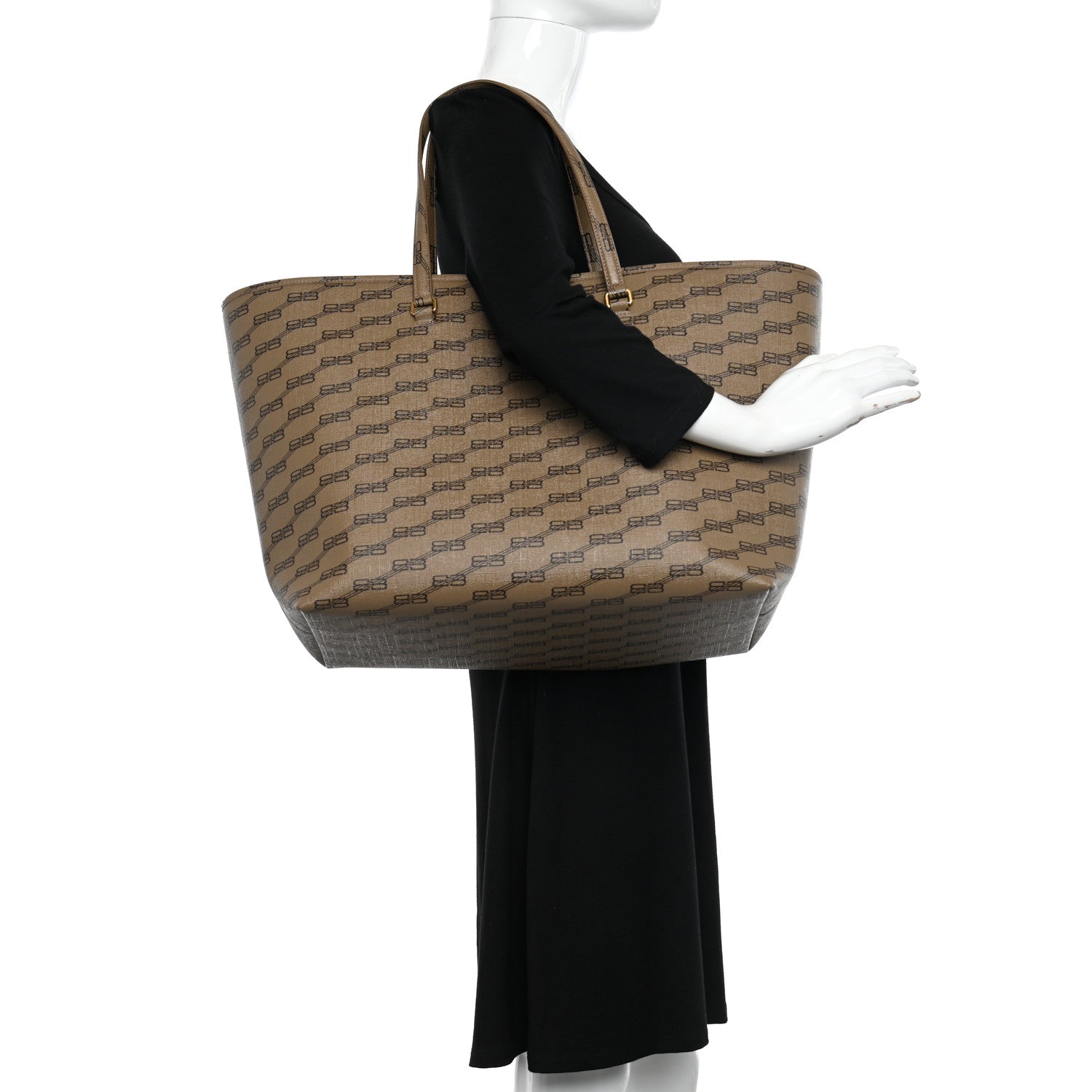 Balenciaga Coated Canvas BB Monogram Large Signature East West Shopper Bag Beige Brown 2 of 11