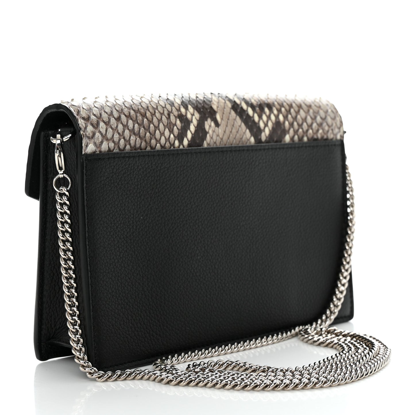 Soft Calfskin Snakeskin My Lockme Chain Bag BB Black White Beige