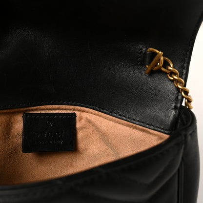 Gucci Calfskin Matelasse Super Mini GG Marmont Shoulder Bag Black 6 of 10