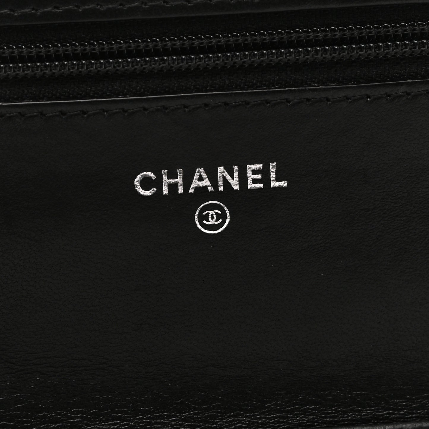 Lambskin Chevron Quilted Wallet On Chain WOC Black