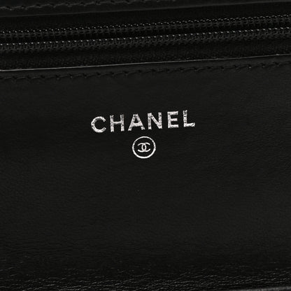 Chanel Lambskin Chevron Quilted Wallet On Chain WOC Black 6 of 12