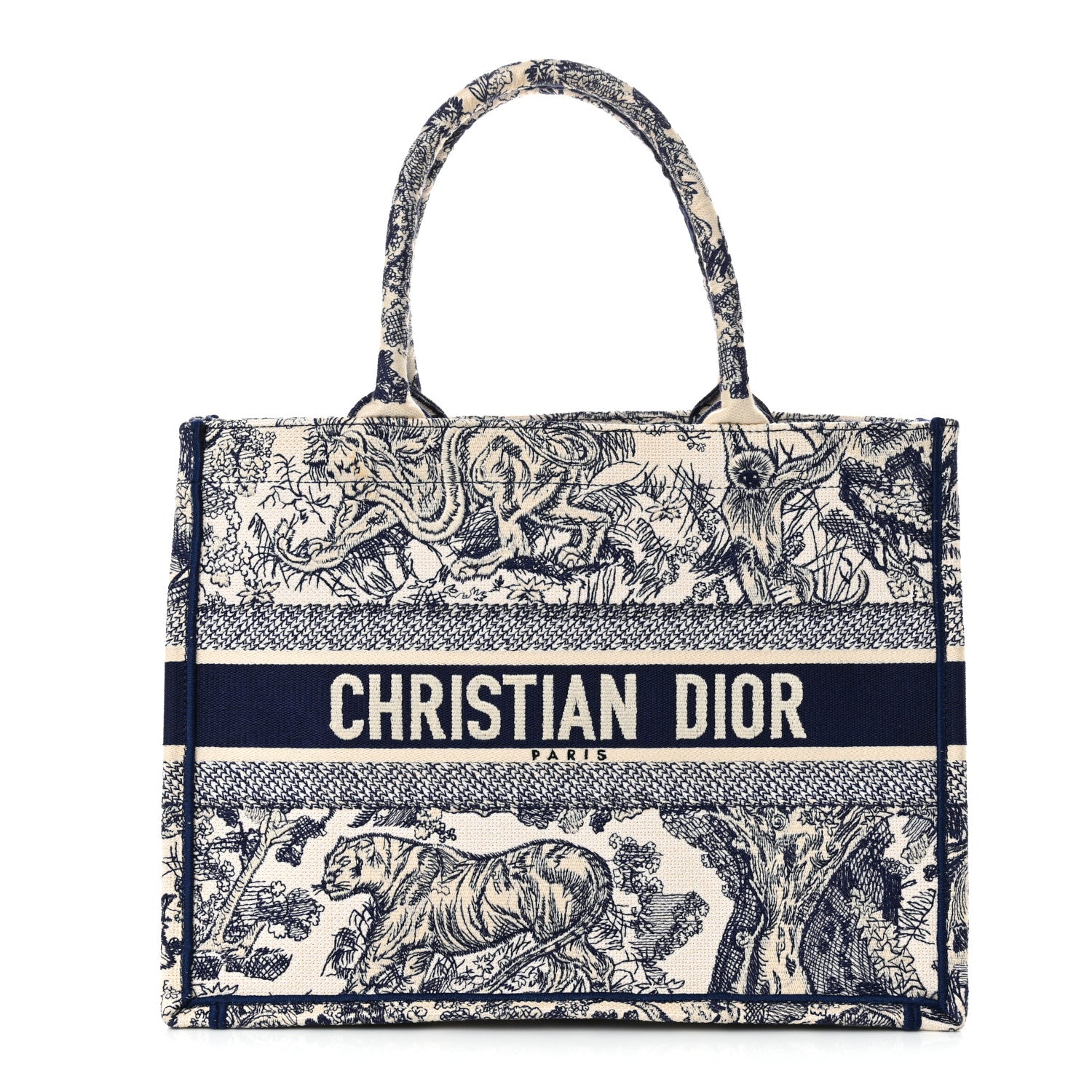 Christian Dior Canvas Embroidered Medium Dioriviera Toile De Jouy Book Tote Blue 1 of 12