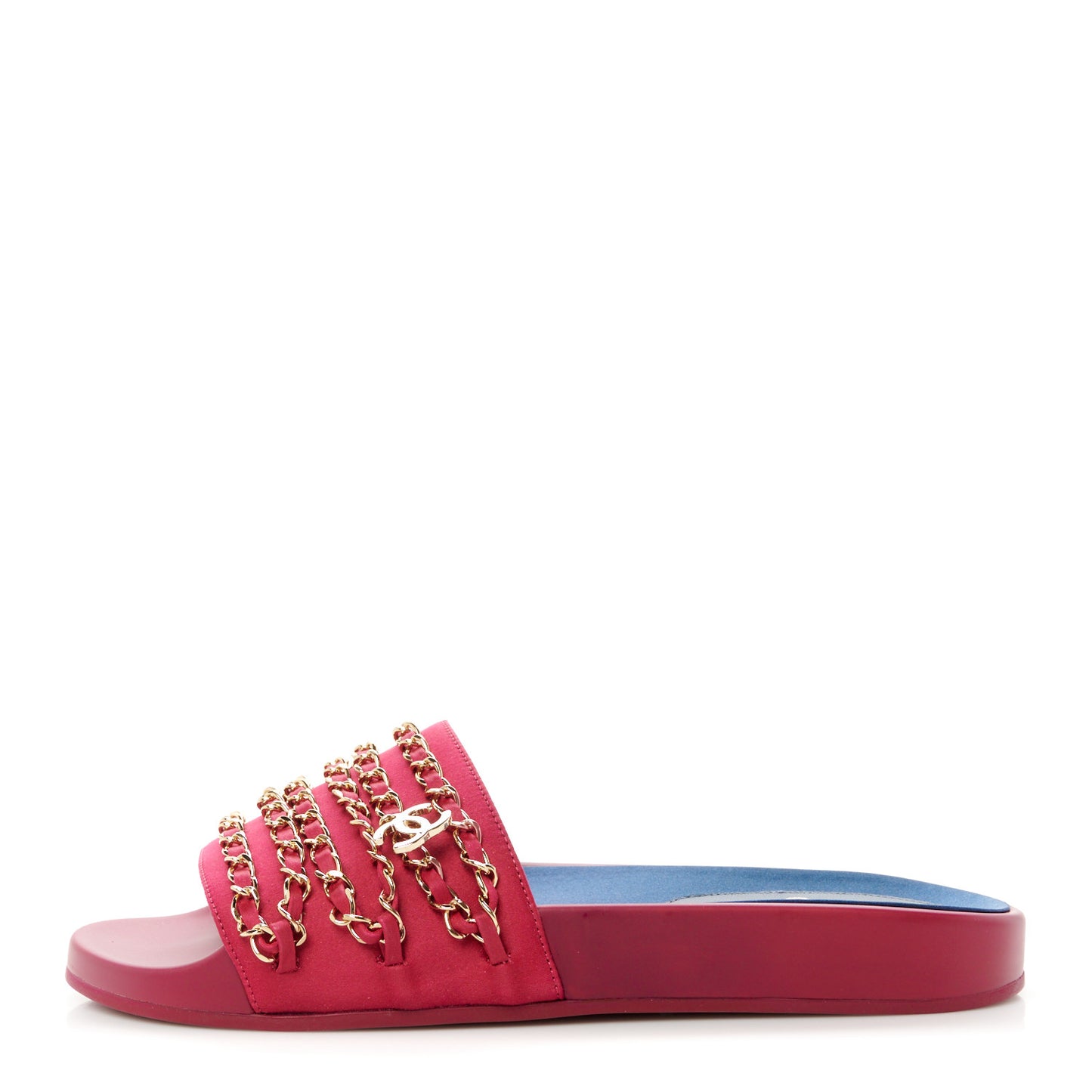 Satin Chain Flat Sandals 40 Dark Fuchsia