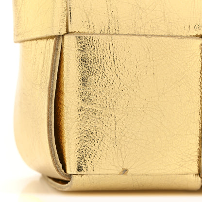 Bottega Veneta Metallic Lambskin Maxi Intrecciato Cassette Pouch On Strap Bag Gold 10 of 10