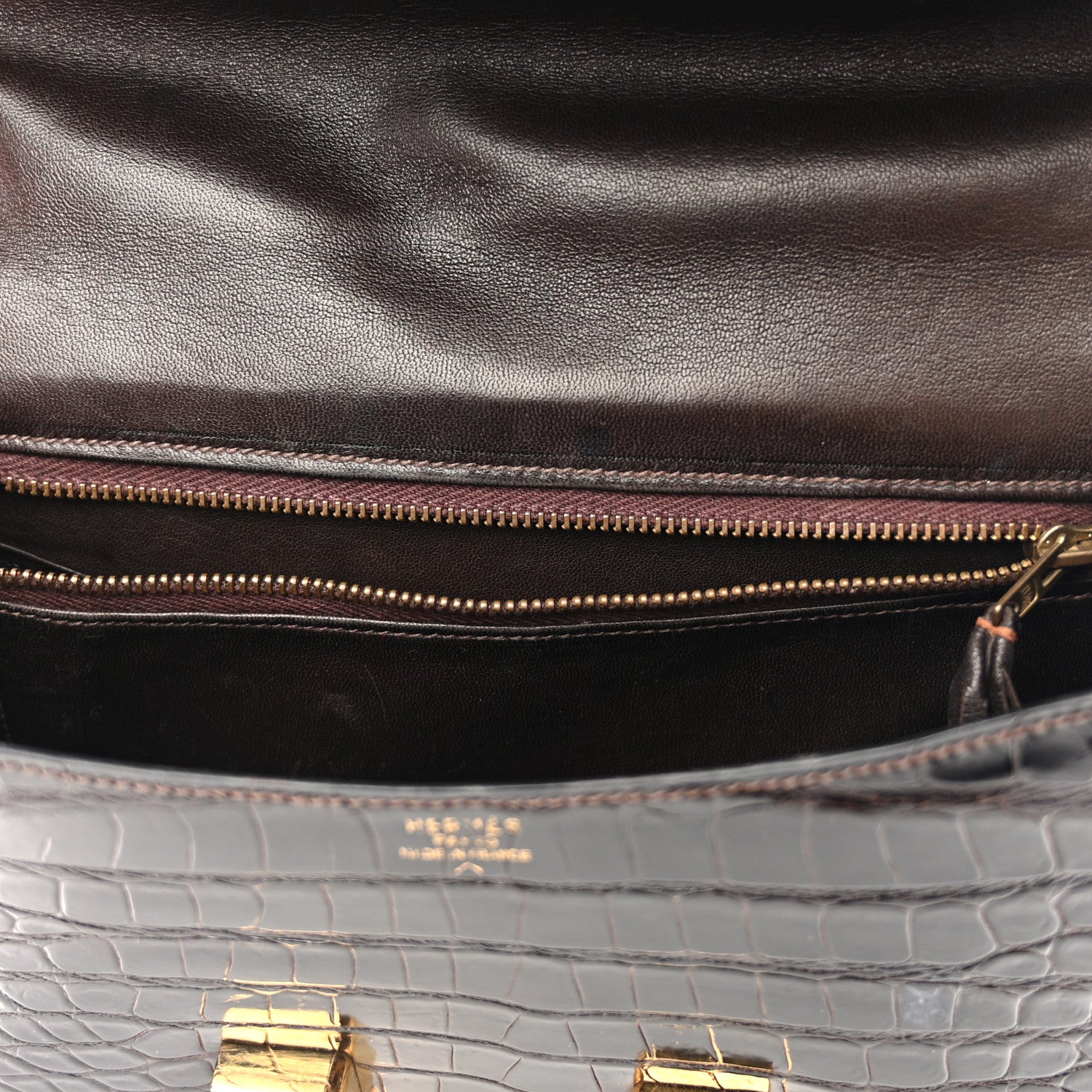 Hermes Shiny Niloticus Crocodile Constance 24 Havane 12 of 15