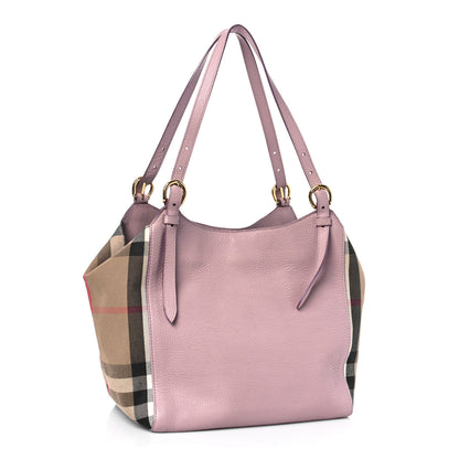 Burberry Grainy Calfskin House Check Small Canterbury Tote Pale Orchid 3 of 8