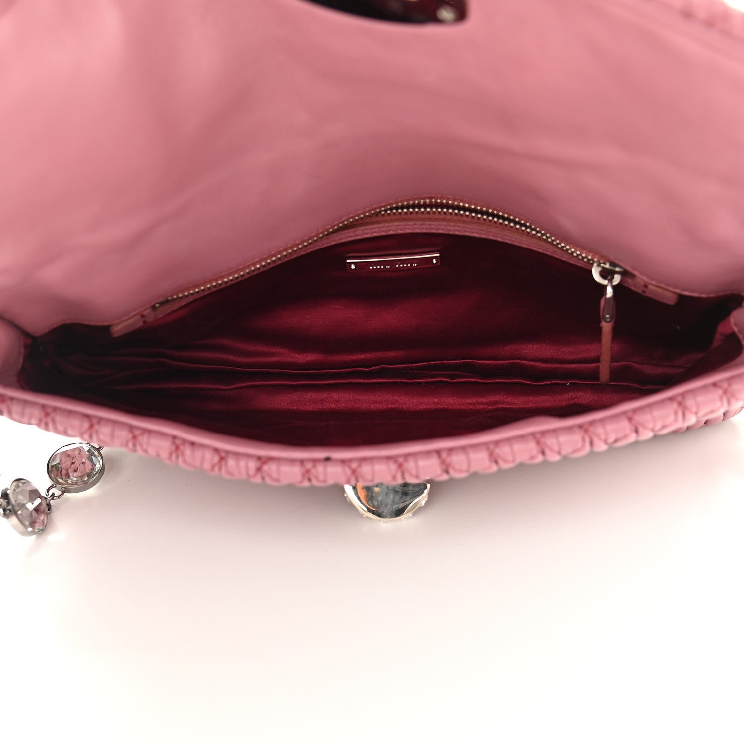 Miu Miu Nappa Matelasse Crystal Flap Clutch Rosa 5 of 12