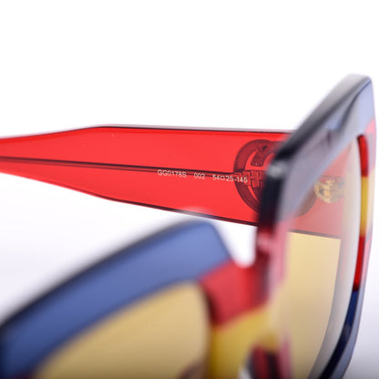 Gucci Square Frame GG0178S Sunglasses Blue Red Yellow 5 of 8