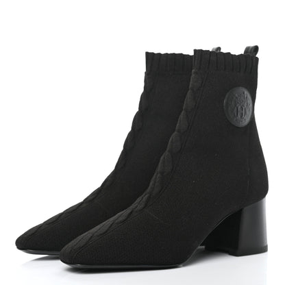 Hermes Knit Calfskin Volver Ankle Boots 37.5 Black 3 of 8