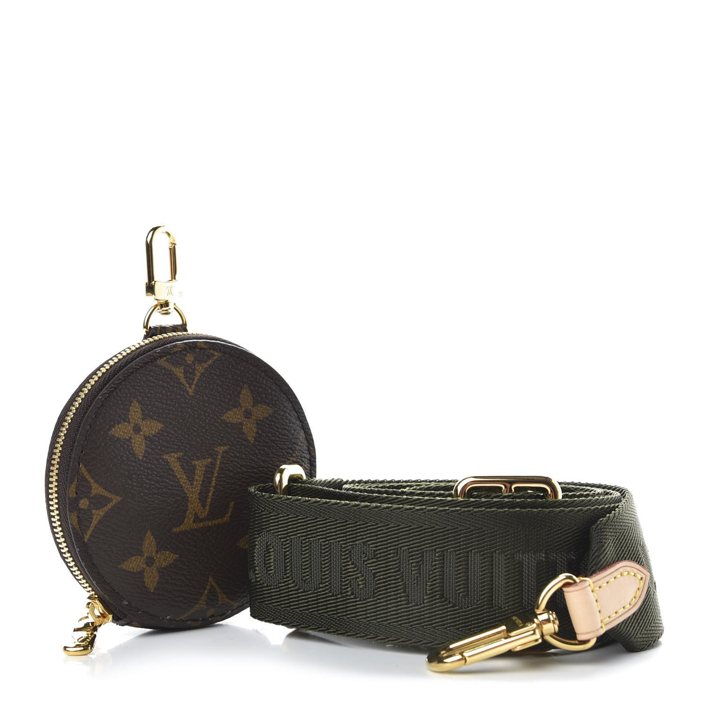 Nylon Monogram Strap with Coin Purse Kaki