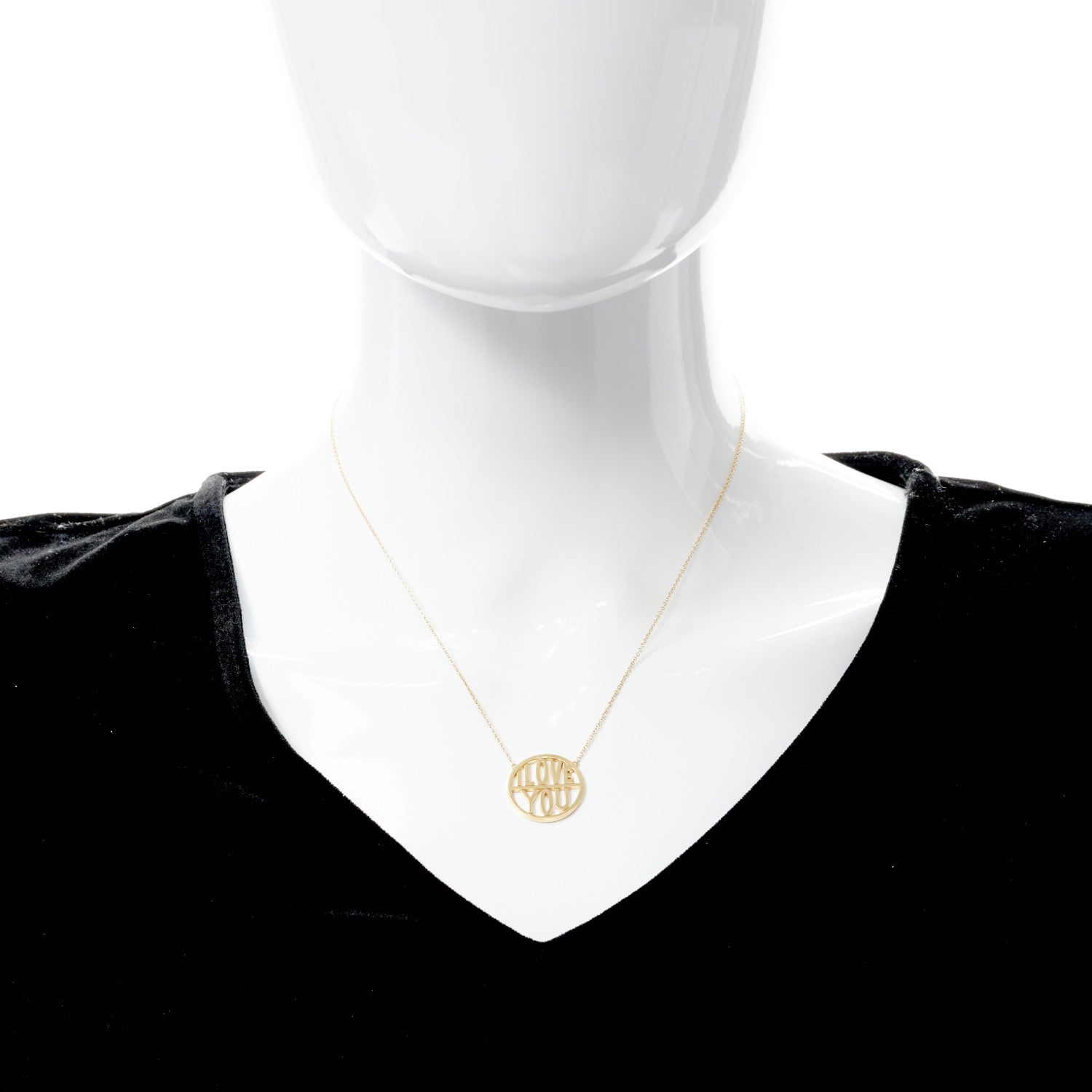 Jennifer Meyer 18K Yellow Gold Love You Disc Pendant Necklace 2 of 4