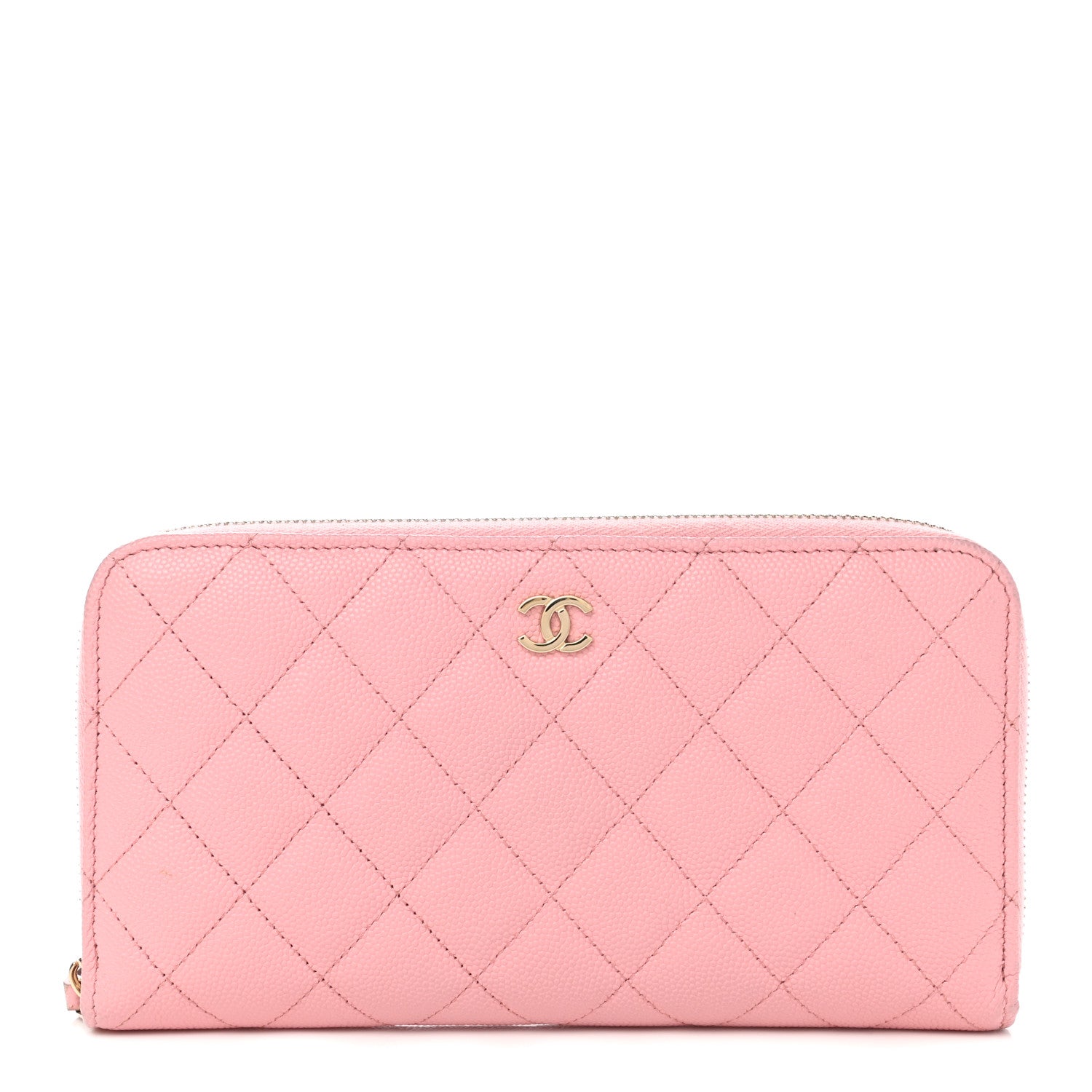 Chanel Caviar Quilted Large Gusset Zip Around Wallet Light Pink 1 of 9