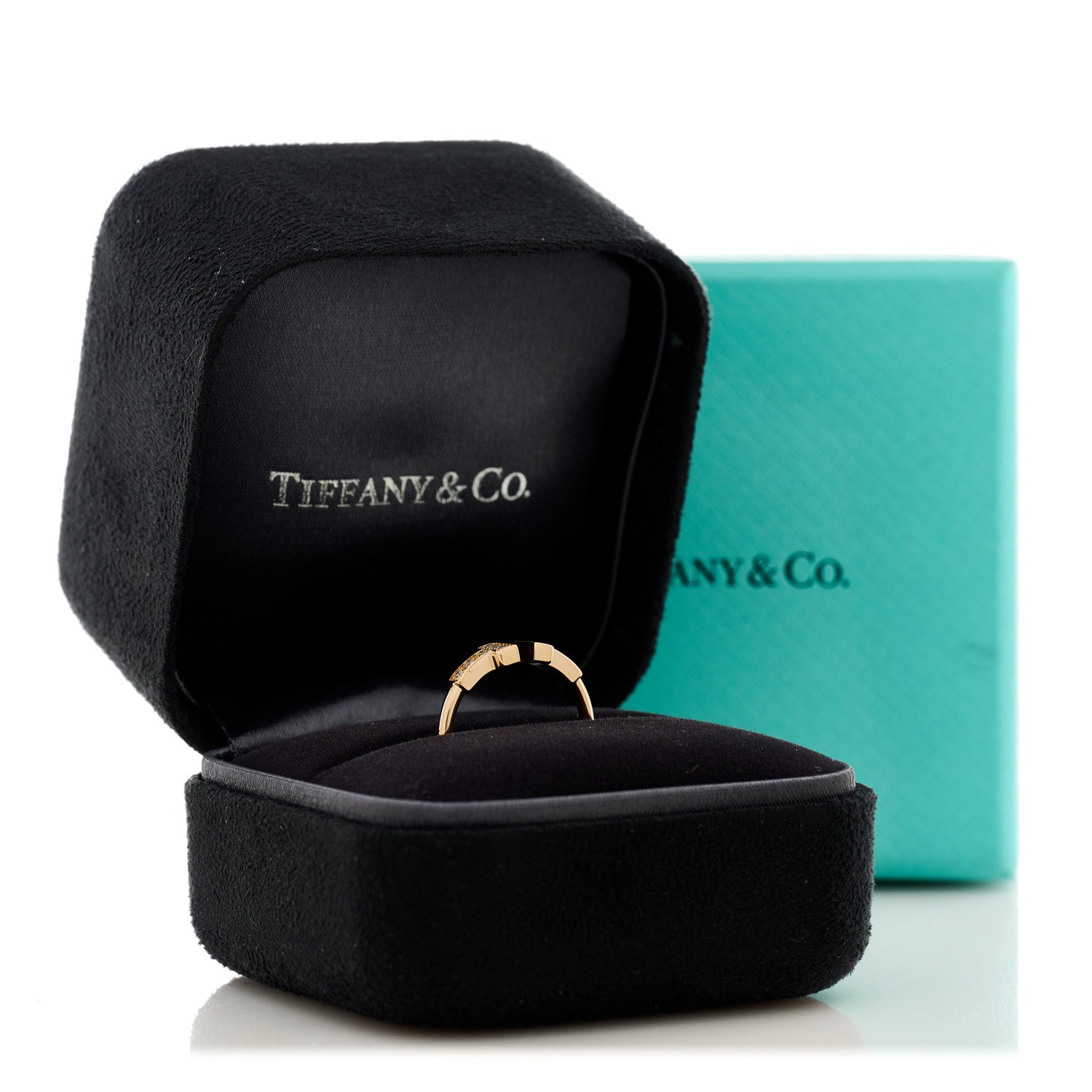 Tiffany 18K Rose Gold Diamond T Wire Ring 48 4.5 5 of 5