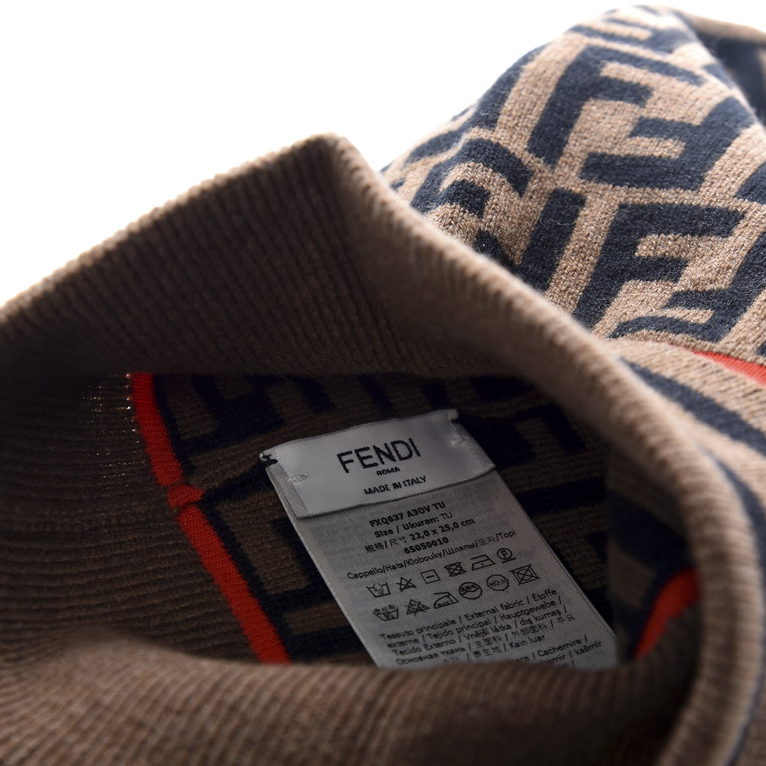 Fendi Cashmere Wool Beanie Tobacco Rosso 4 of 4