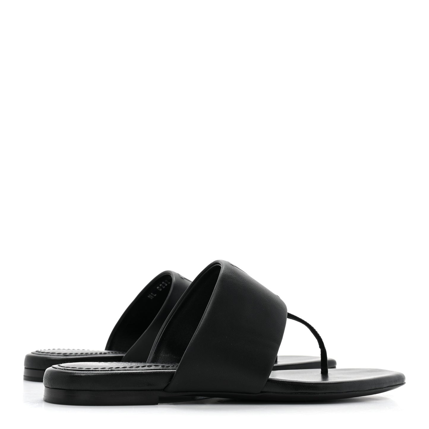 Lambskin Embossed Monogram Drapy Flat Thong Sandal 36.5 Black