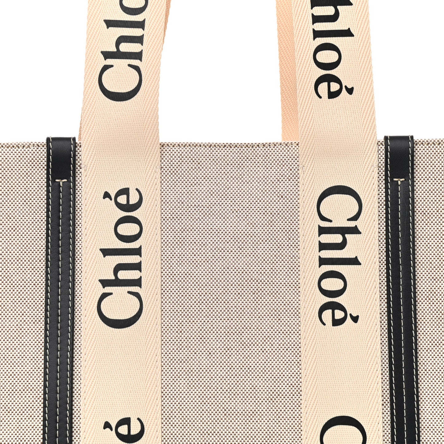 Cotton Calfskin Medium Woody Ribbon Tote White Black