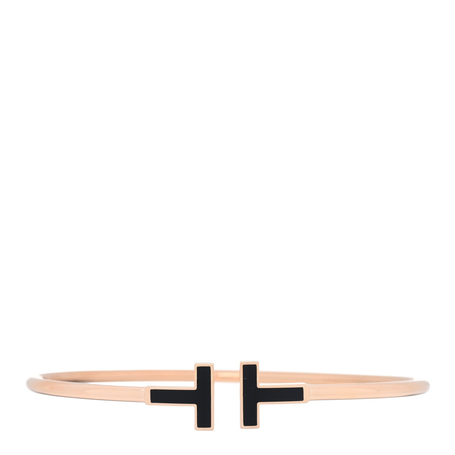 Tiffany 18K Rose Gold Black Onyx T Wire Bracelet 1 of 3