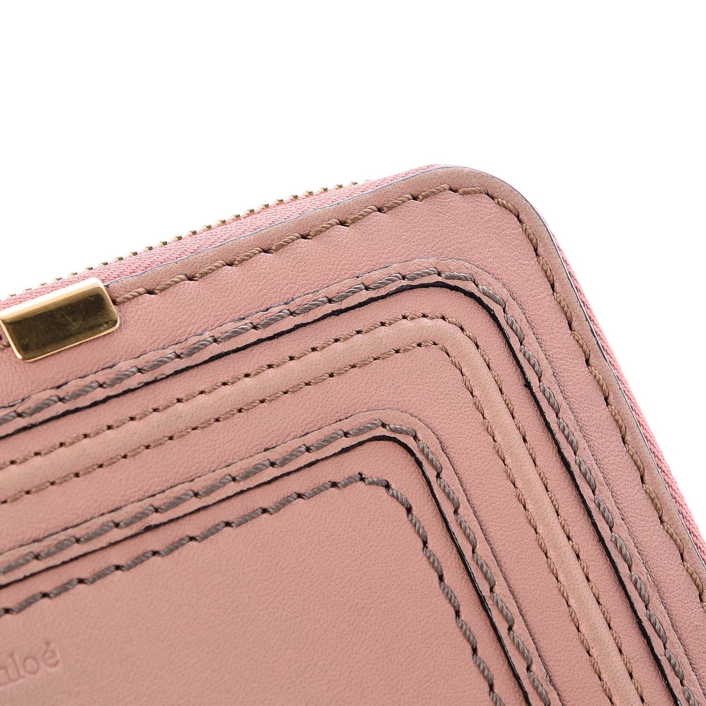 Grained Calfskin Marcie Long Zip Around Wallet Pink