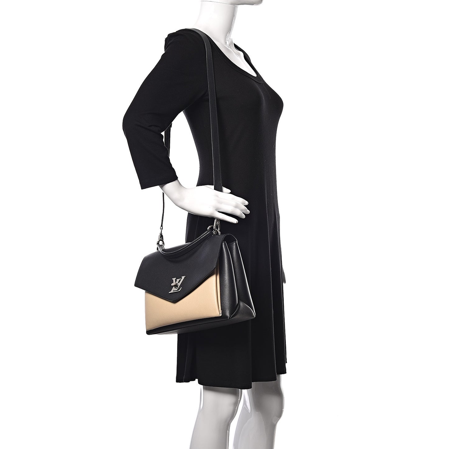 Soft Calfskin My Lockme Top Handle Vanille Black
