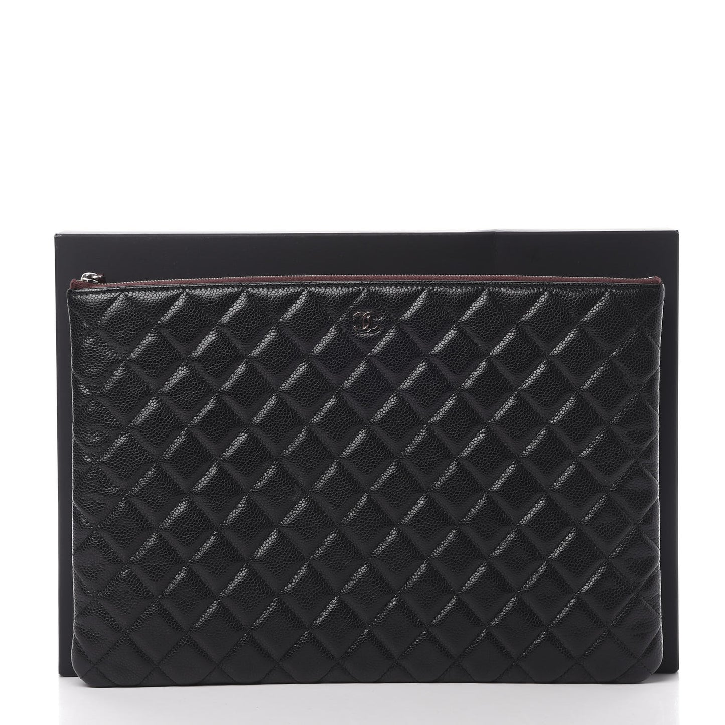 Caviar Quilted Large Cosmetic Case Black