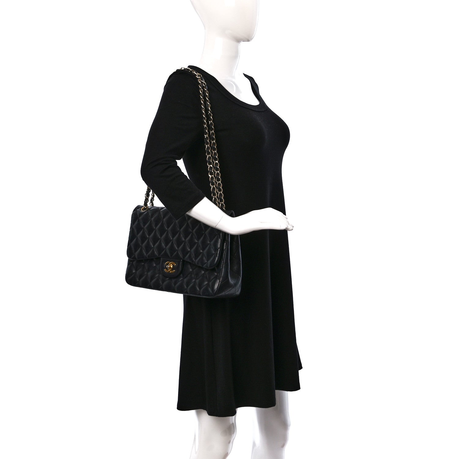Chanel Lambskin Quilted Jumbo Double Flap Black 2 of 11