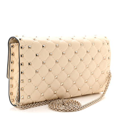 Valentino Garavani Lambskin Rockstud Spike Wallet on Chain Light Ivory 3 of 9