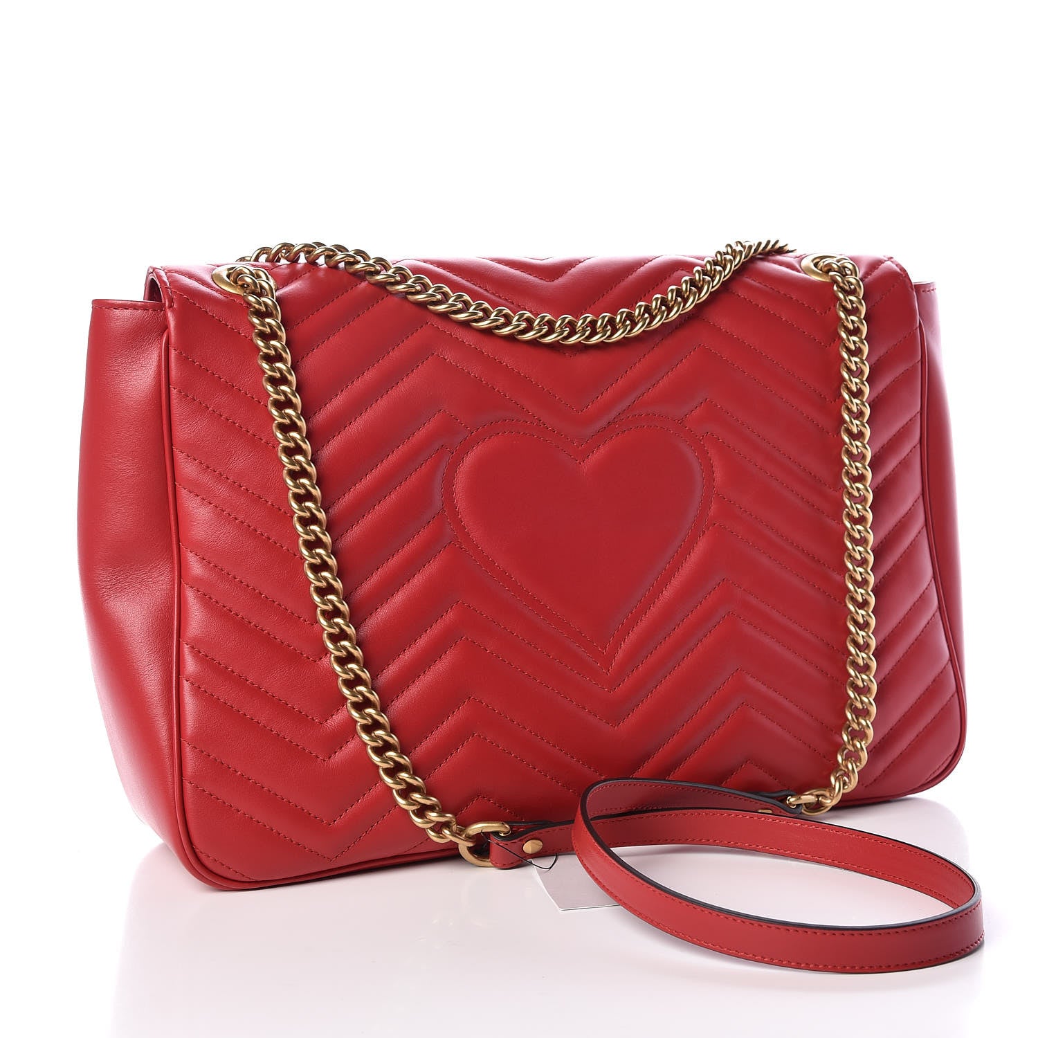 Gucci Calfskin Matelasse Large GG Marmont Shoulder Bag Hibiscus Red 3 of 9